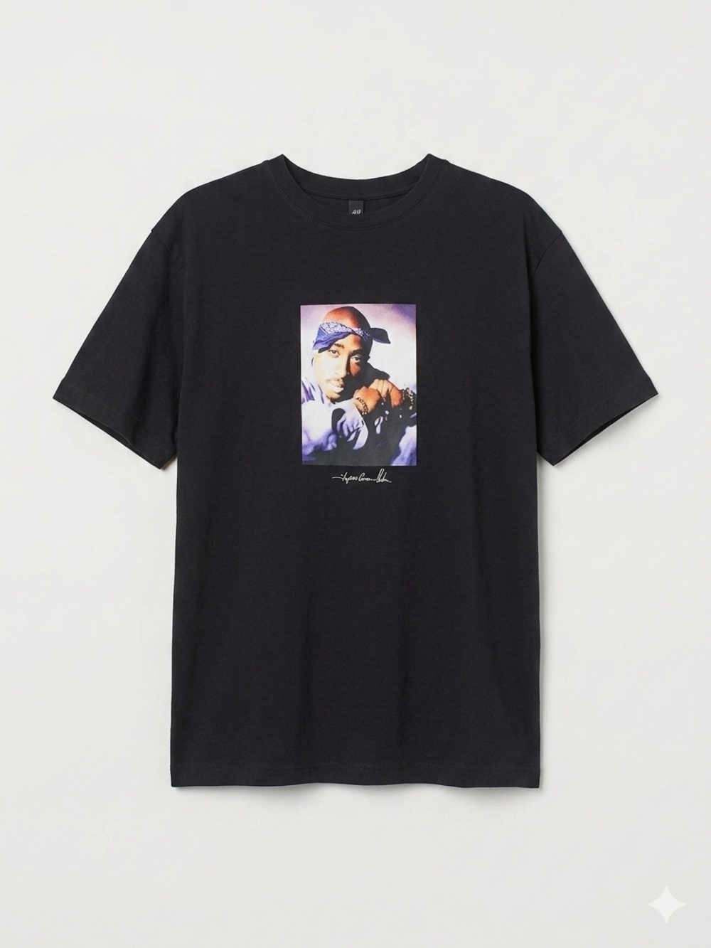 H&M Black Short-Sleeve 2pac Graphic Crewneck Tee Size Large Cotton